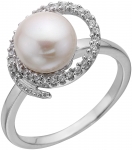 Кольцо из серебра с камнем Жемчуг, Циркон фото, цены