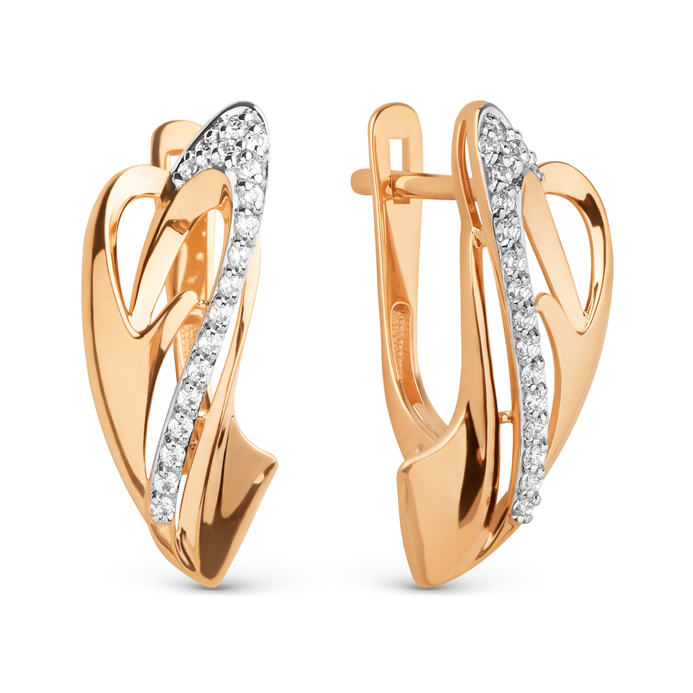 Серьги из золота с камнем Фианит фото, цены