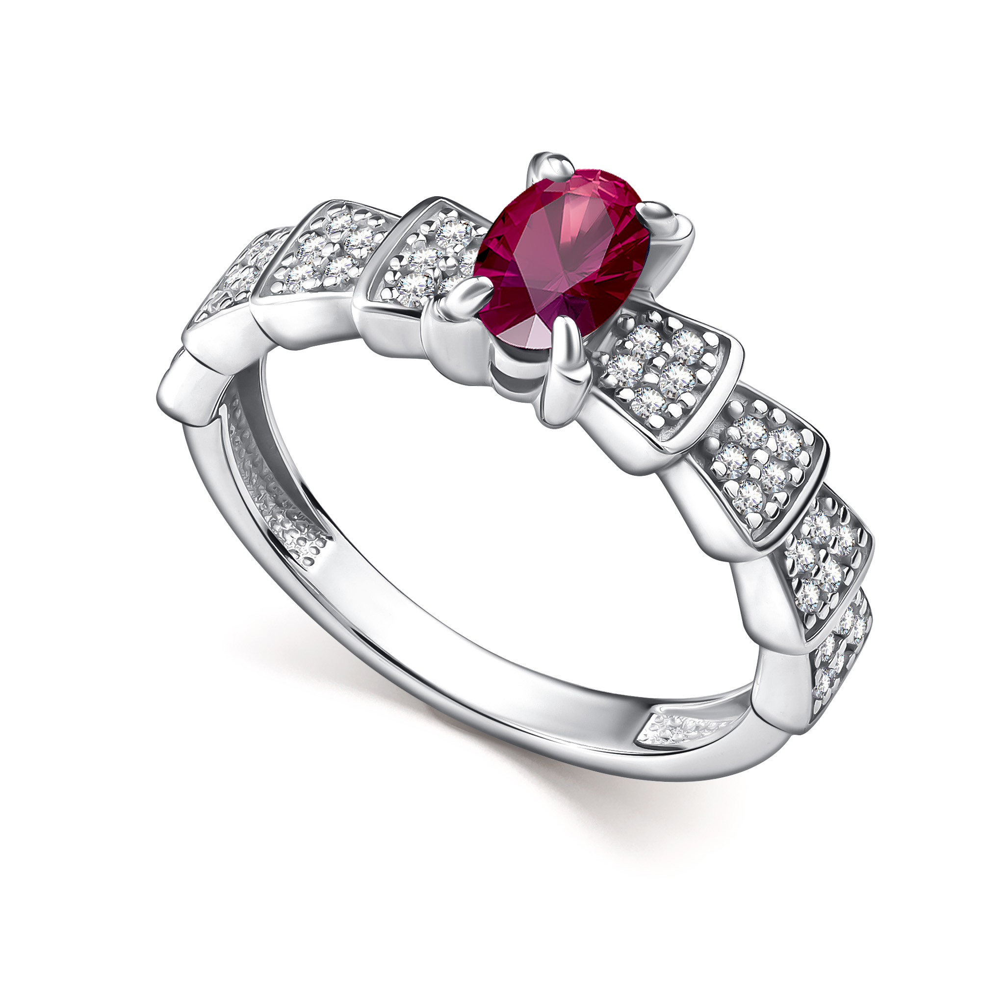 Кольцо из серебра с камнем Фианит, Рубин фото, цены
