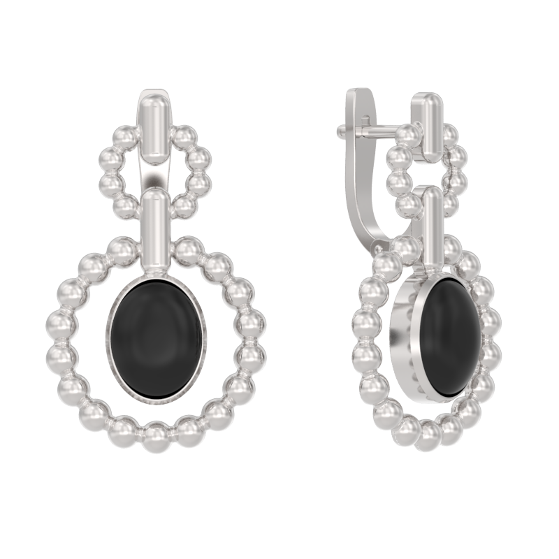 Серьги из серебра с камнем Агат фото, цены