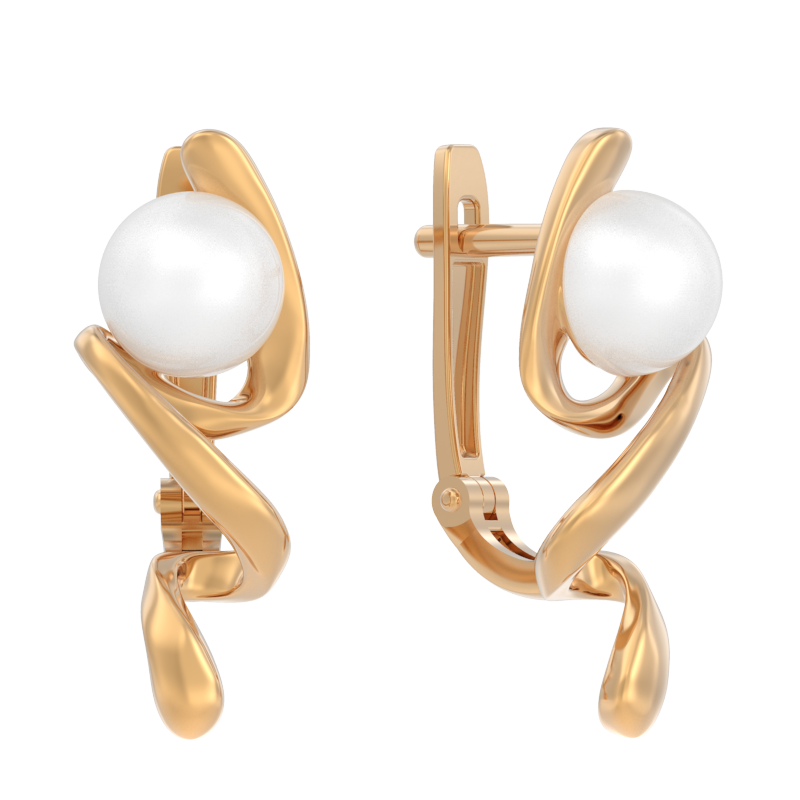 Серьги из золота с камнем Жемчуг фото, цены