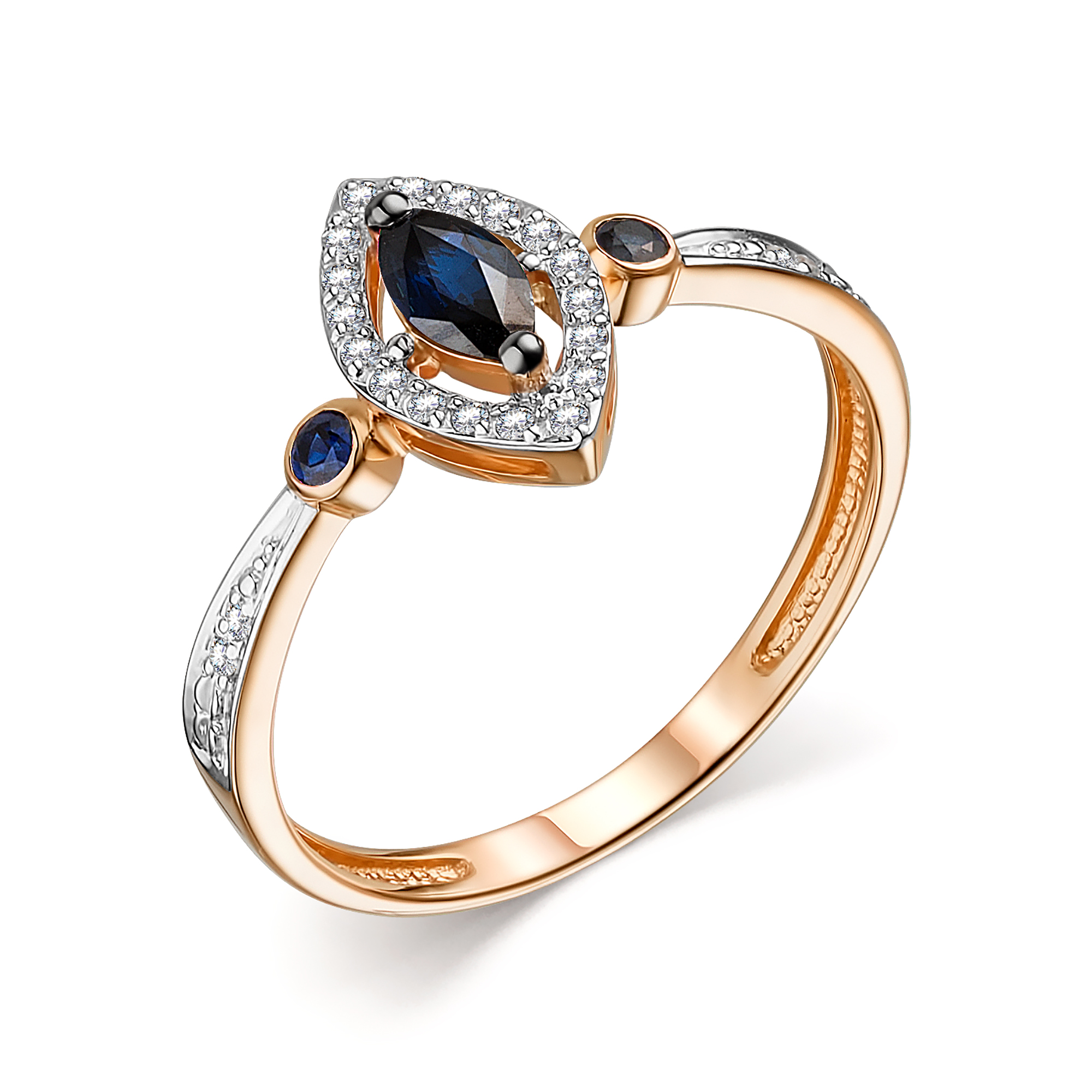 Кольцо из золота с камнем Бриллиант, Сапфир фото, цены