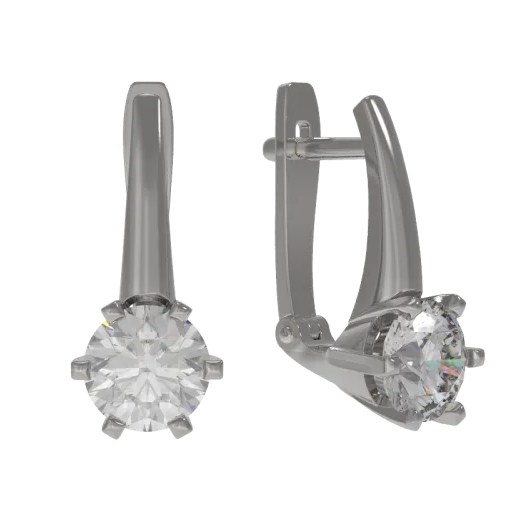 Серьги из серебра с камнем Фианит фото, цены