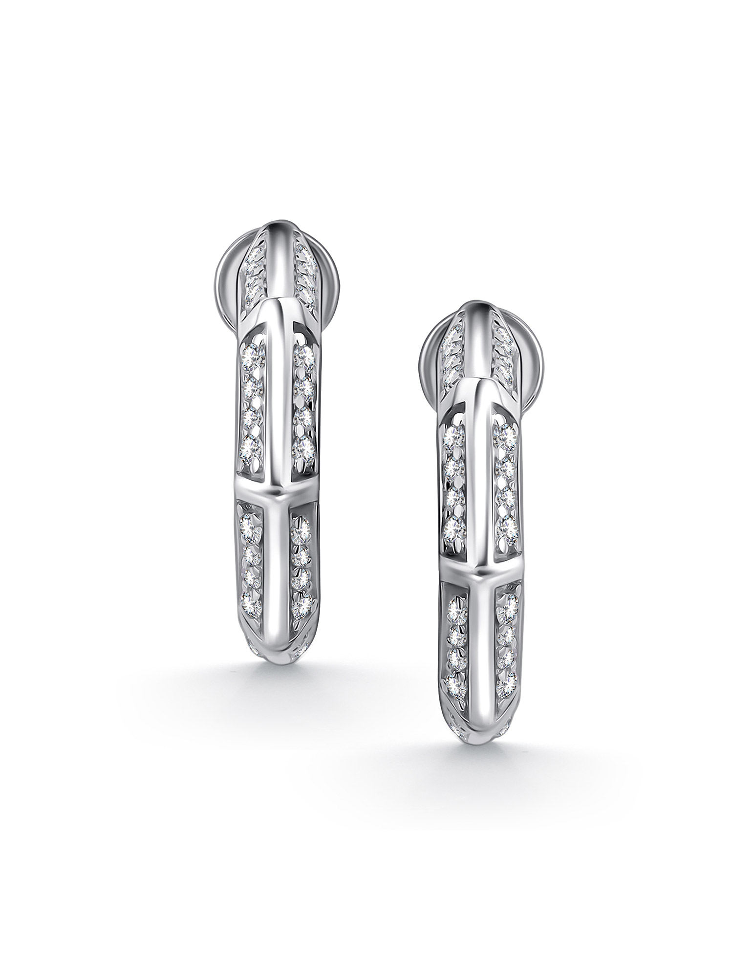 Серьги из серебра с камнем Фианит фото, цены