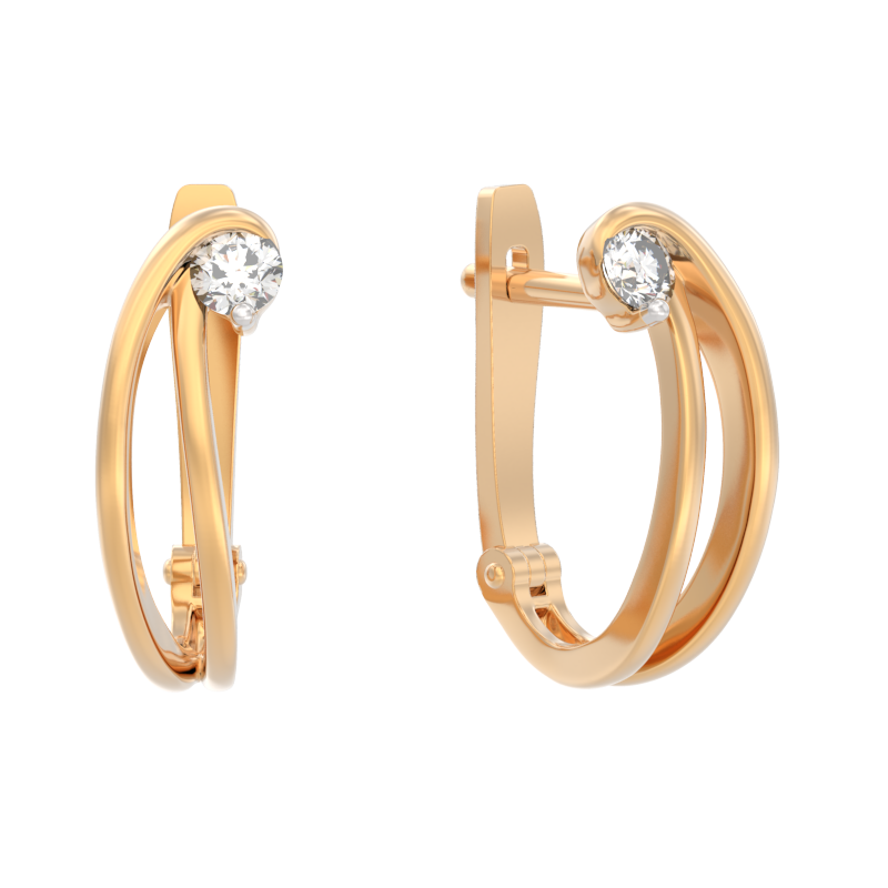 Серьги из золота с камнем Бриллиант фото, цены