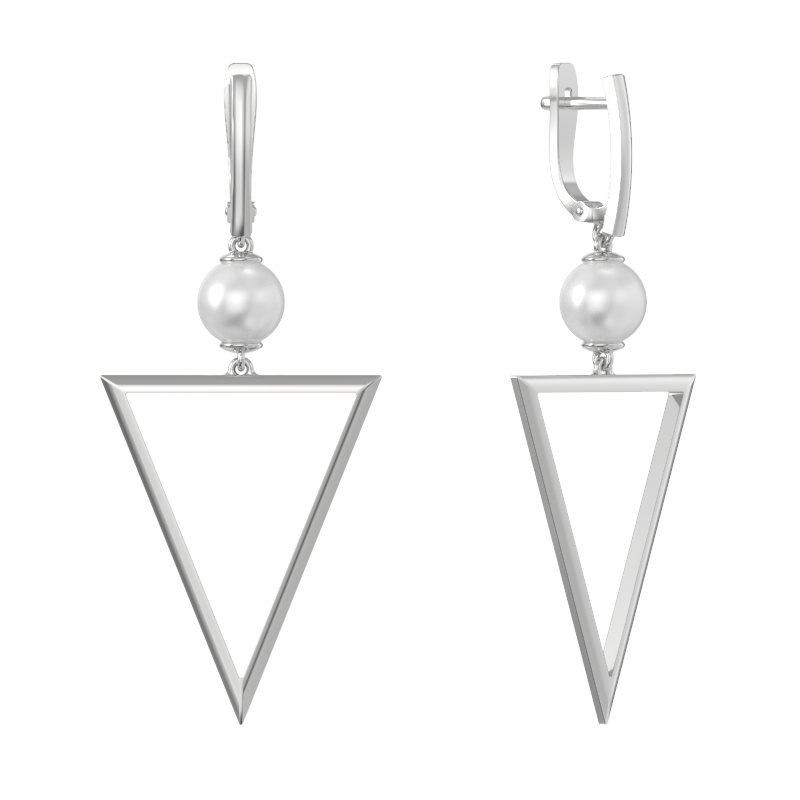 Серьги из серебра с камнем Жемчуг иск. фото, цены