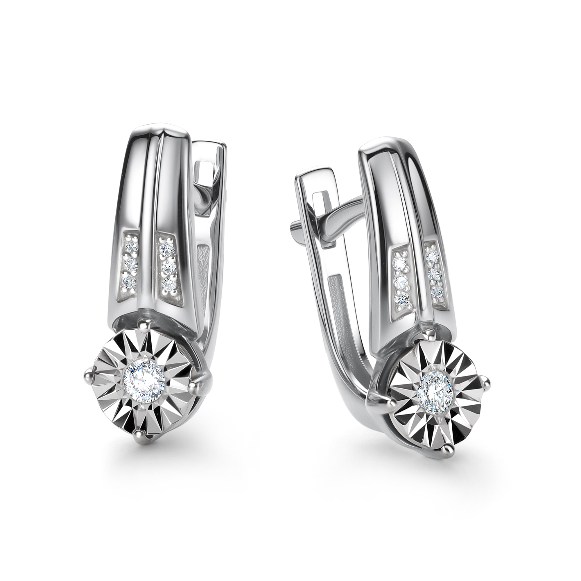 Серьги из золота с камнем Бриллиант фото, цены