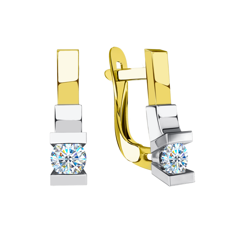 Серьги из золота с камнем Фианит фото, цены