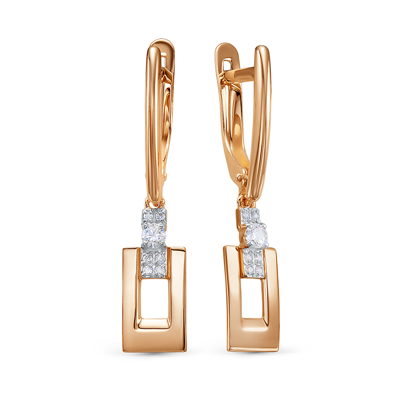 Серьги из золота с камнем Фианит фото, цены