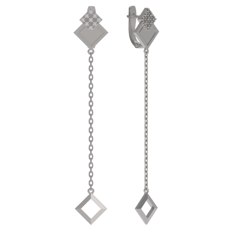 Серьги из серебра с камнем Фианит фото, цены