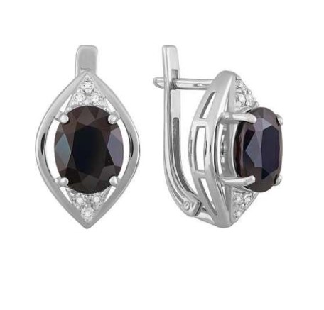 Серьги из золота с камнем Бриллиант, Сапфир фото, цены