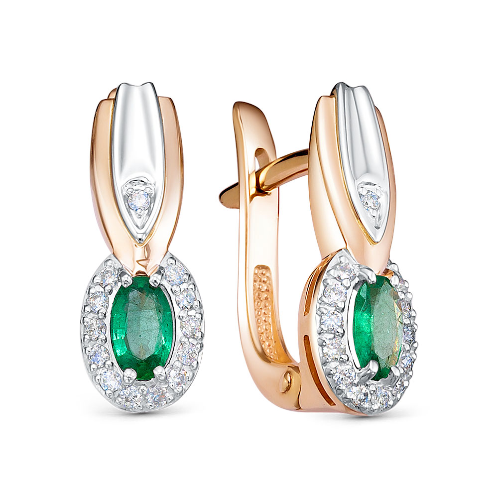 Серьги из золота с камнем Бриллиант, Изумруд фото, цены