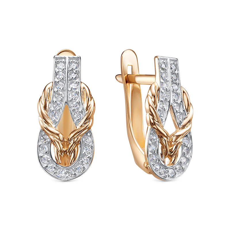 Серьги из золота с камнем Фианит фото, цены