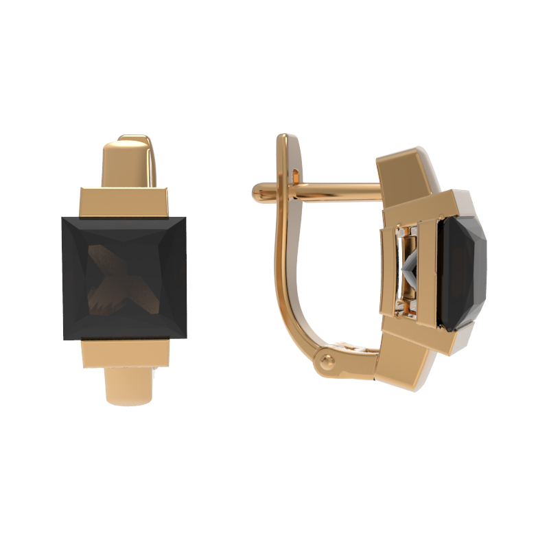 Серьги из золота с камнем Раухтопаз фото, цены