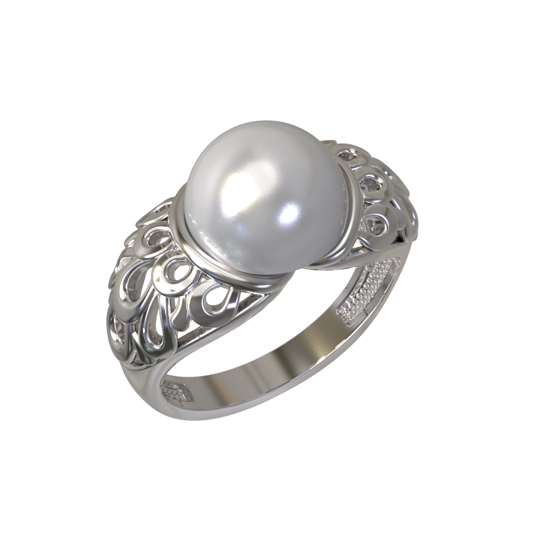 Кольцо из серебра с камнем Жемчуг фото, цены