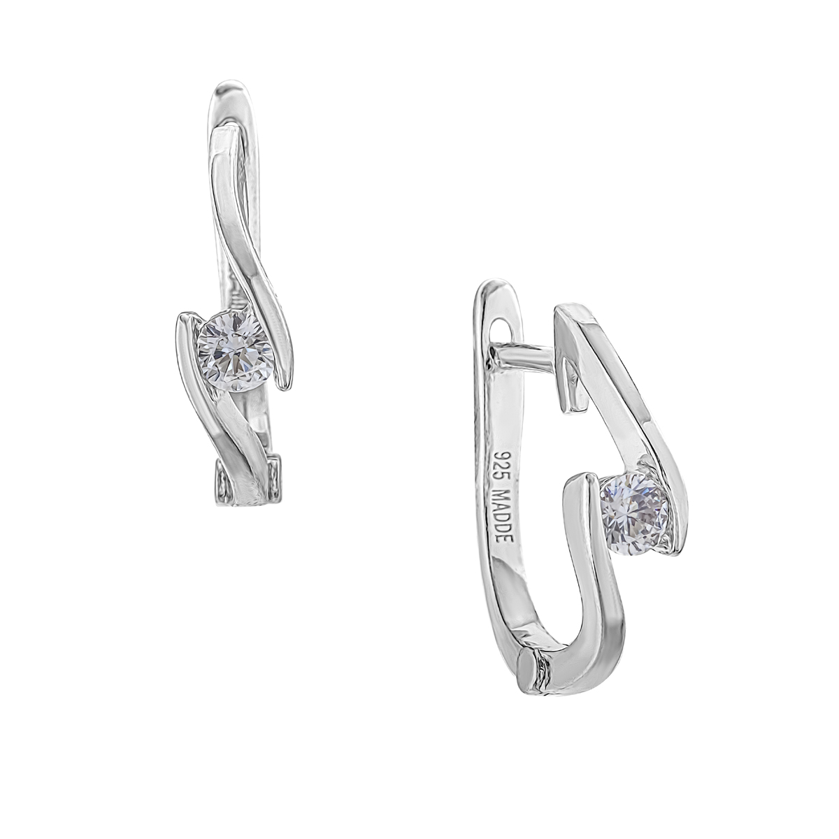 Серьги из серебра с камнем Циркон фото, цены