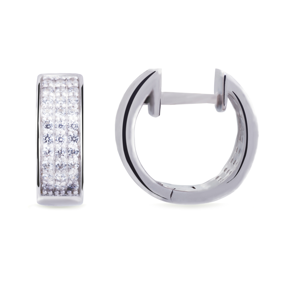 Серьги из серебра с камнем Фианит фото, цены