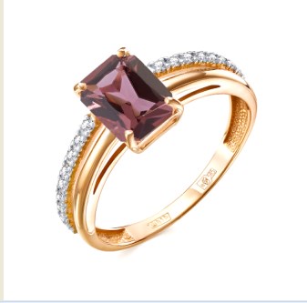 Кольцо из золота с камнем Гранат, Фианит фото, цены