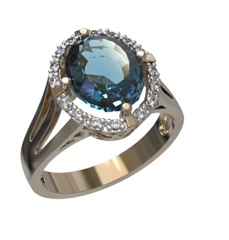 Кольцо из золота с камнем Топаз, Фианит фото, цены