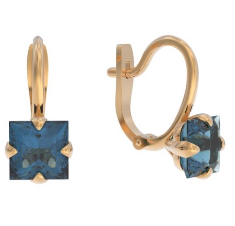 Серьги из золота с камнем Топаз фото, цены