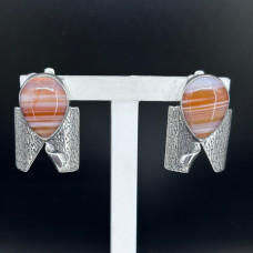 Серьги из серебра с камнем Агат фото, цены