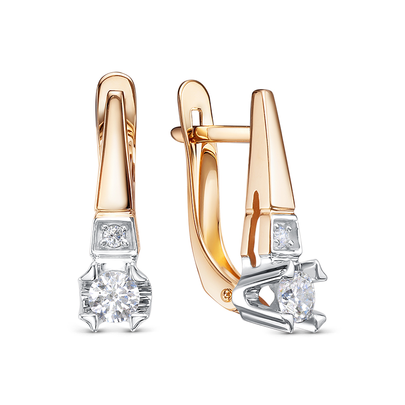 Серьги из золота с камнем Фианит фото, цены