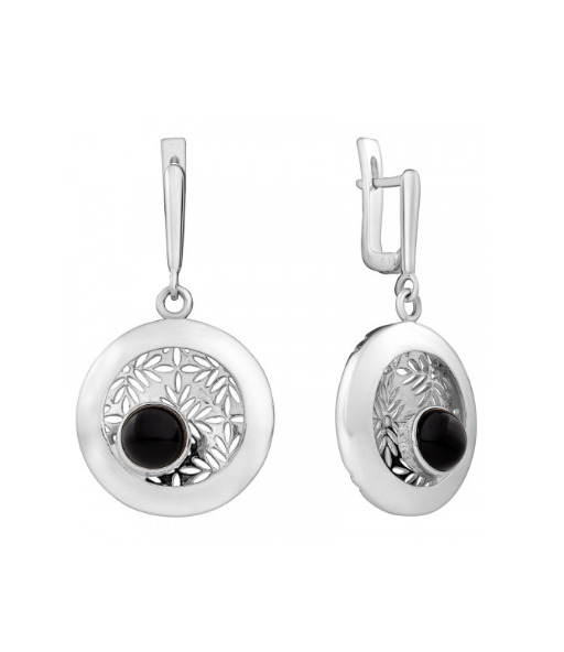 Серьги из серебра с камнем Янтарь синт. фото, цены