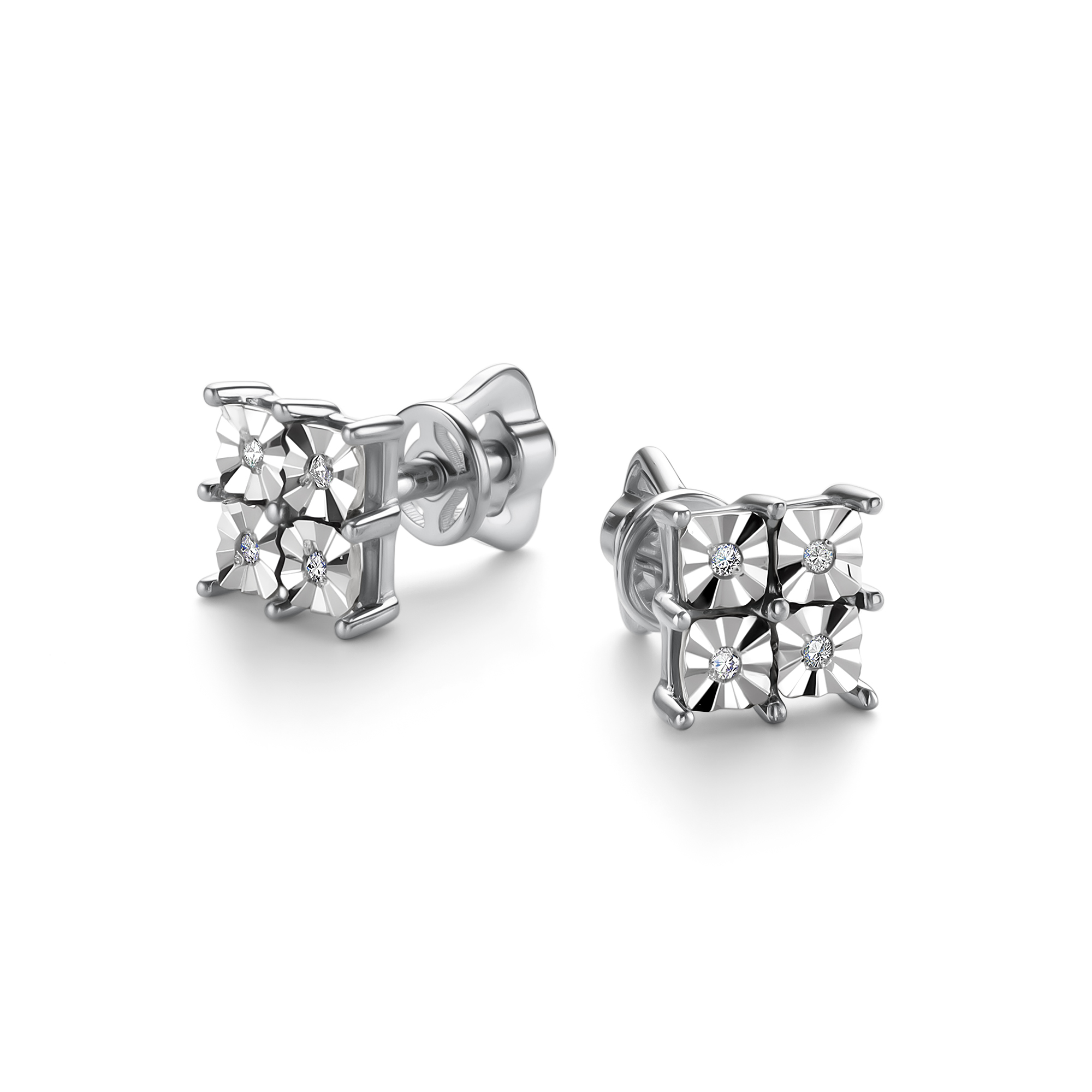 Пуссеты из золота с камнем Бриллиант фото, цены