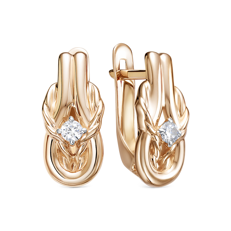 Серьги из золота с камнем Фианит фото, цены