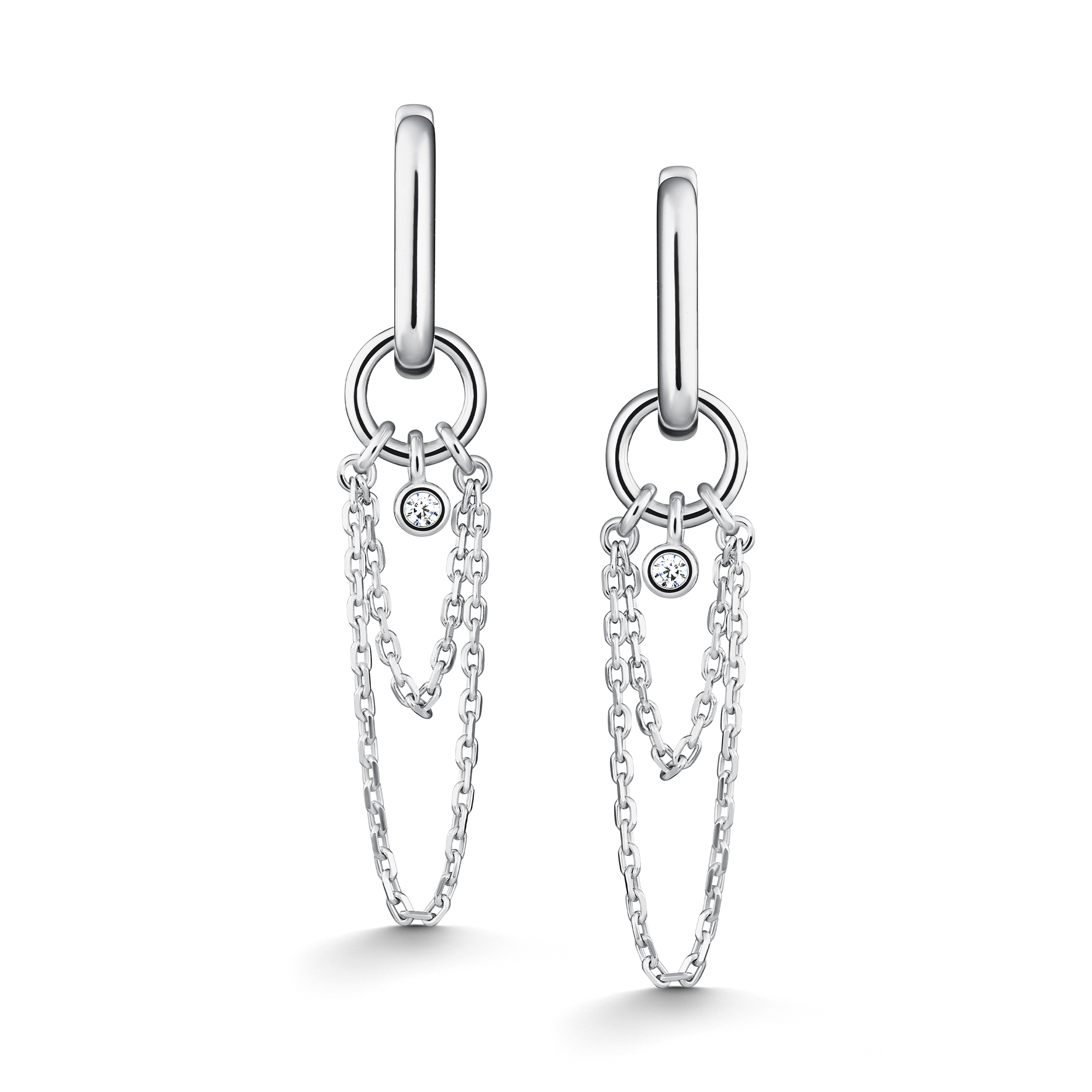 Серьги из серебра с камнем Фианит фото, цены