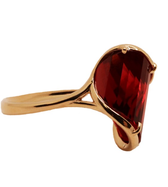 Кольцо из золота с камнем Гранат синт. фото, цены