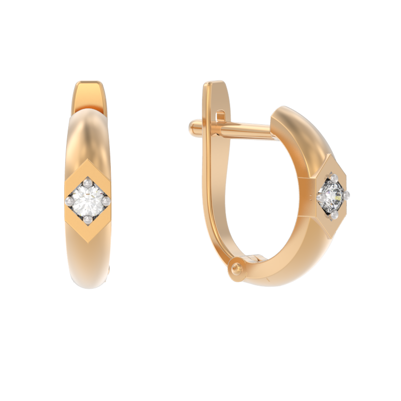 Серьги из золота с камнем Фианит фото, цены