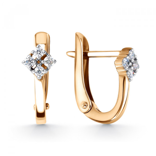 Серьги из золота с камнем Фианит фото, цены