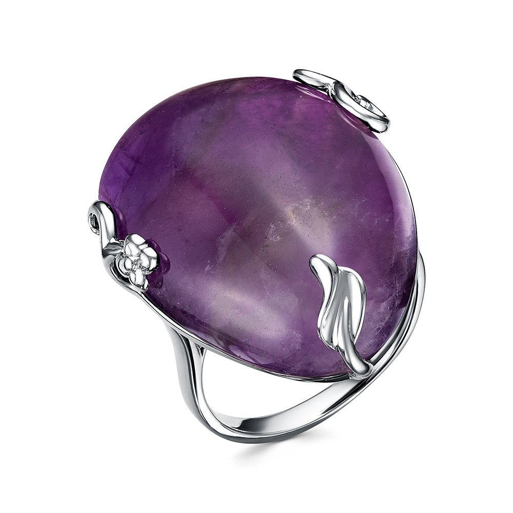 Кольцо из серебра с камнем аметист фото, цены