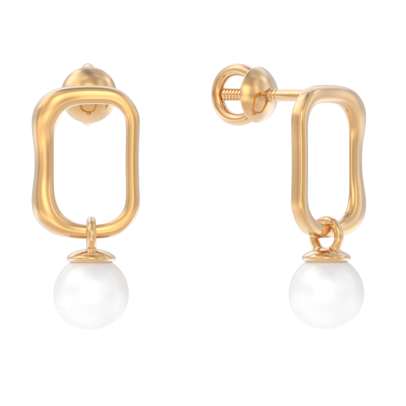 Пуссеты из золота с камнем Жемчуг фото, цены