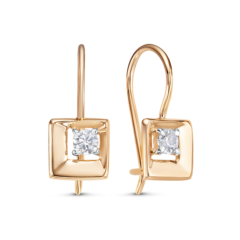 Серьги из золота с камнем Фианит фото, цены