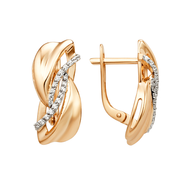 Серьги из золота с камнем Фианит фото, цены