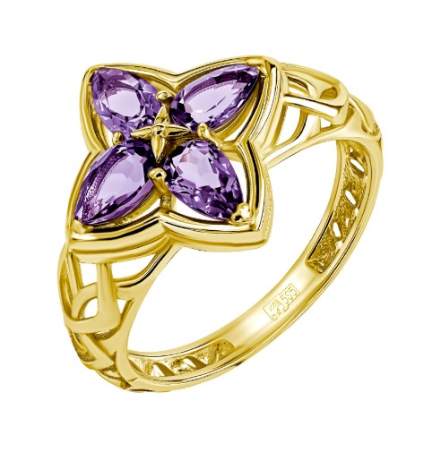 Кольцо из золота с камнем аметист фото, цены