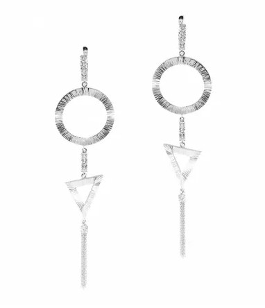 Серьги из серебра с камнем Фианит фото, цены