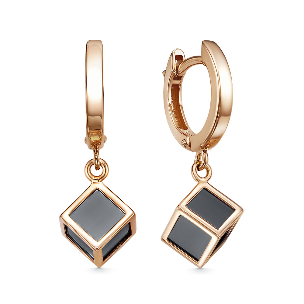 Серьги из золота с камнем Оникс фото, цены