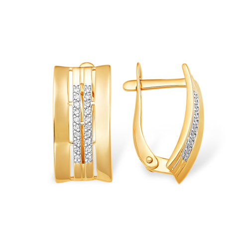 Серьги из золота с камнем Фианит фото, цены