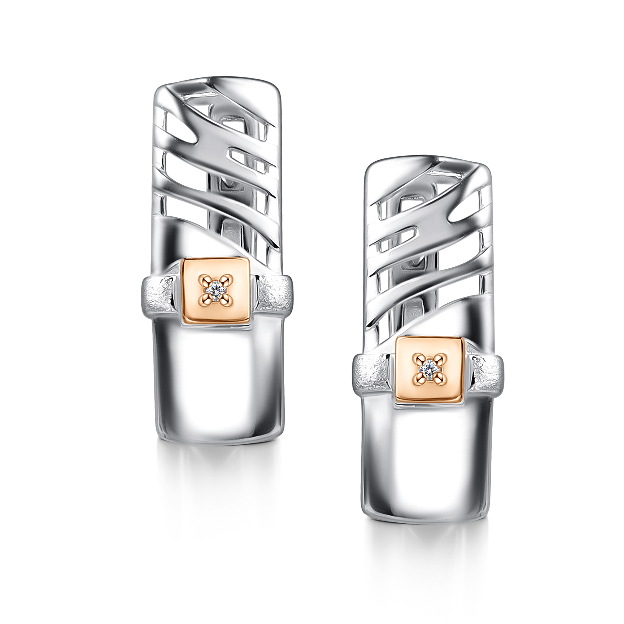 Серьги из серебра с камнем Бриллиант, вставками золота фото, цены