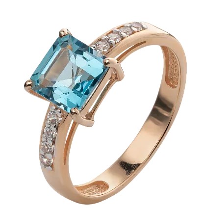 Кольцо из золота с камнем Топаз, Фианит фото, цены