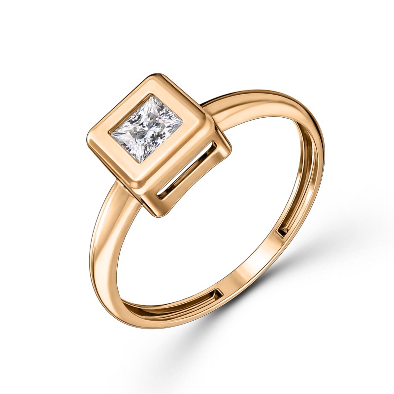 Кольцо из золота с камнем Фианит фото, цены