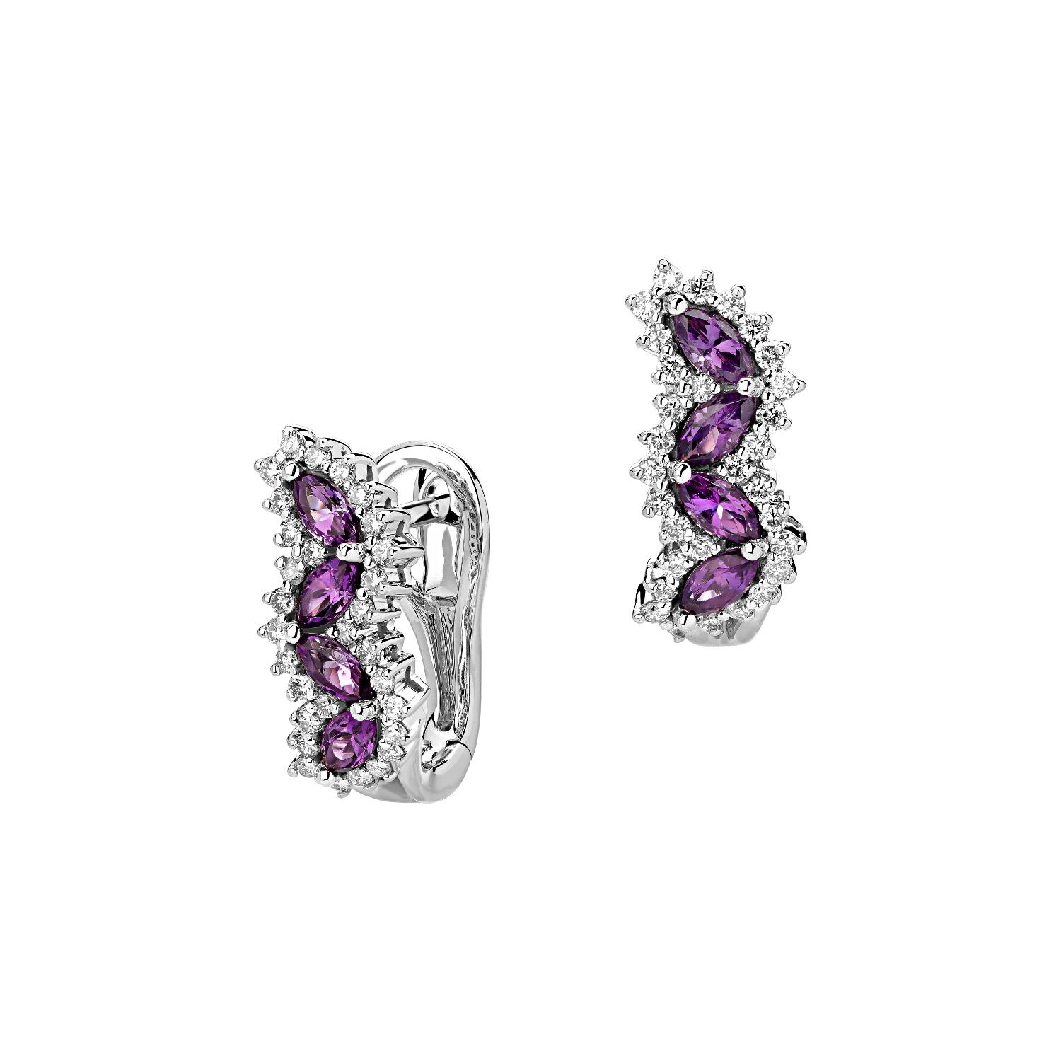 Серьги из золота с камнем аметист, Бриллиант фото, цены