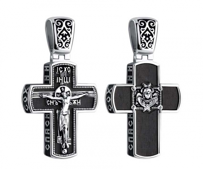 Крест из серебра с камнем вставками дерева фото, цены