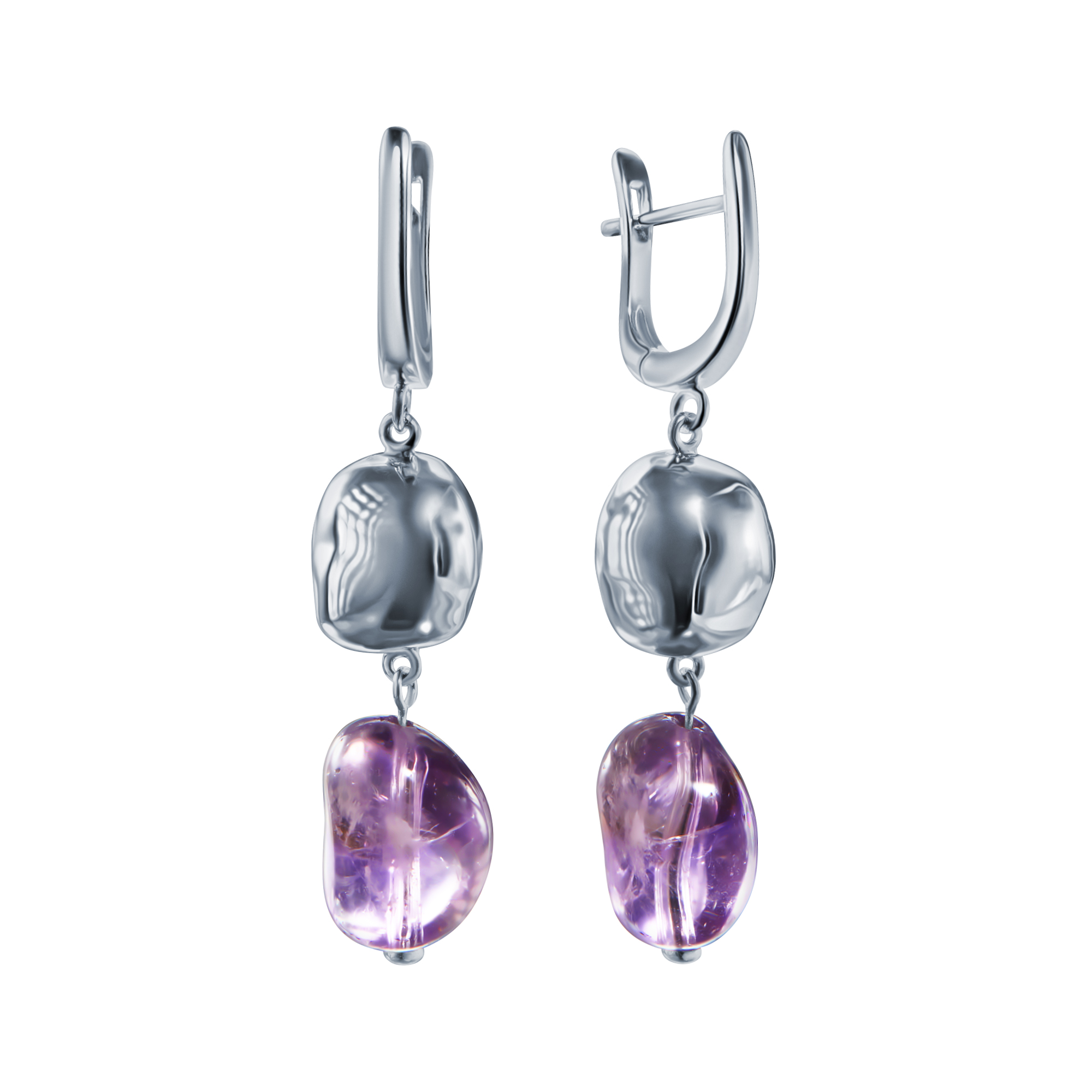 Серьги из серебра с камнем аметист фото, цены