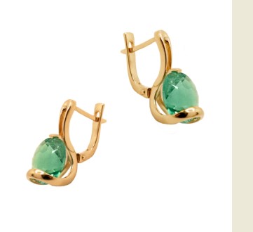 Серьги из золота с камнем Аквамарин г/т фото, цены