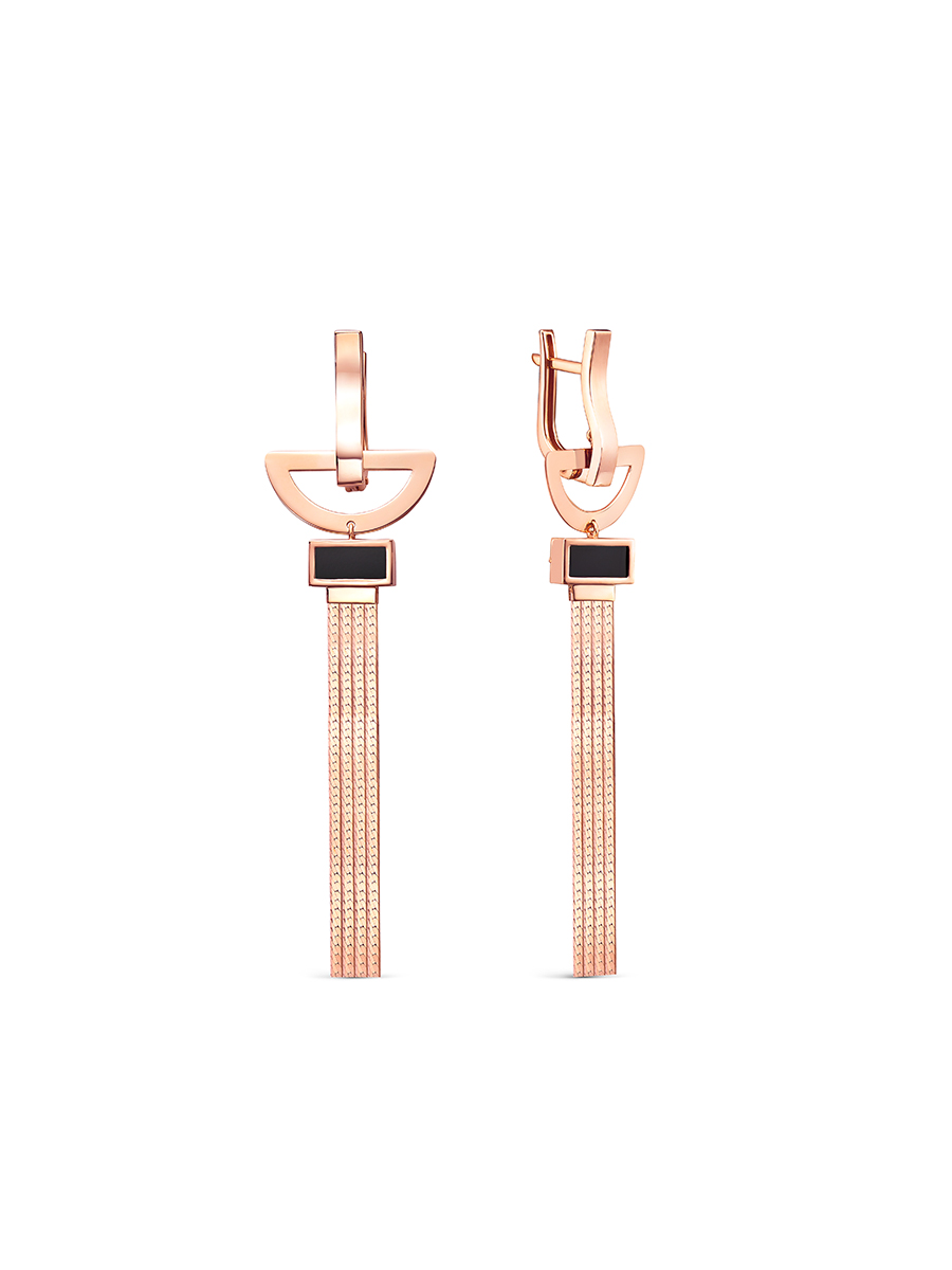 Серьги из золота с камнем Оникс фото, цены