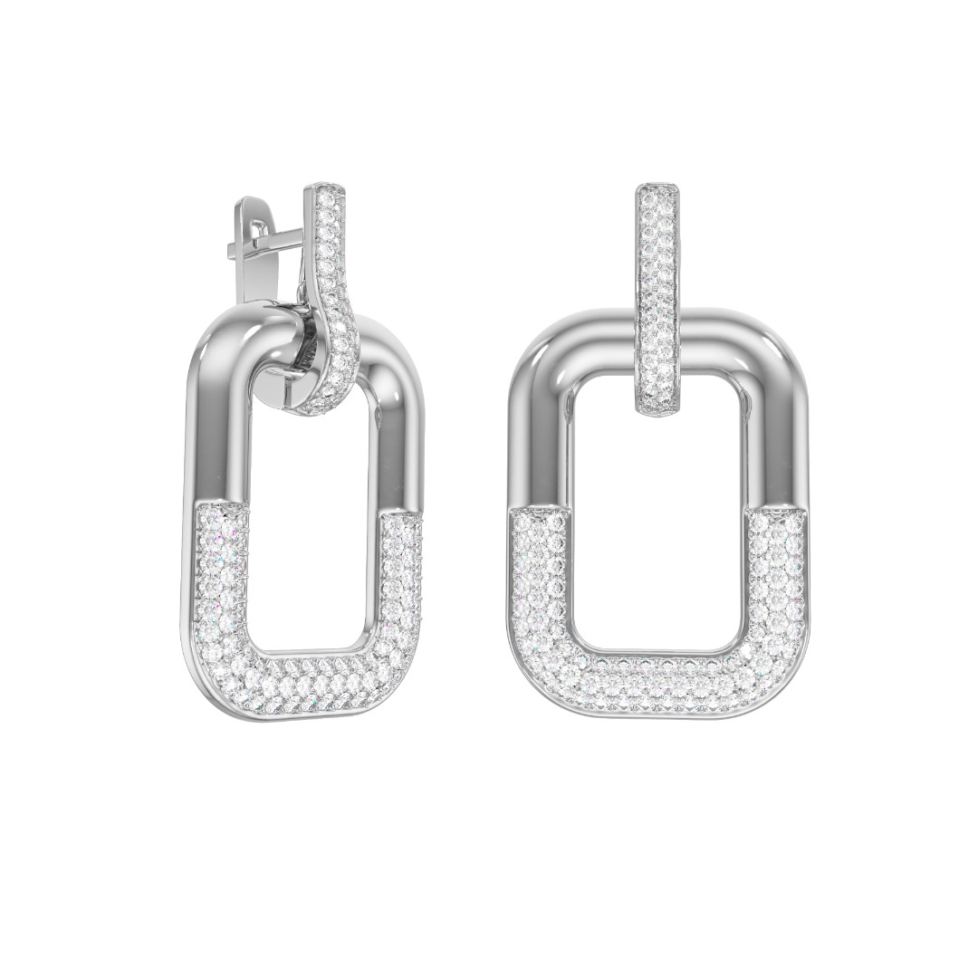 Серьги из серебра с камнем Фианит фото, цены